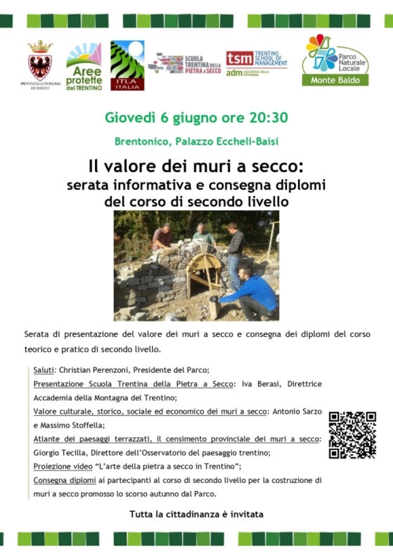 Il valore dei muri a secco: serata informativa e consegna diplomi del corso di secondo livello