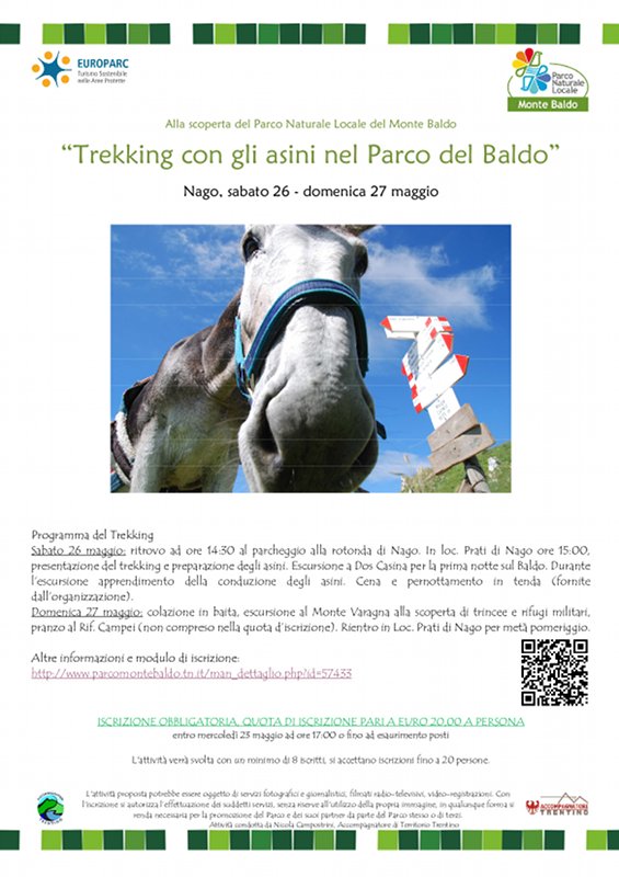 Trekking con gli asini nel Parco Naturale Locale Monte Baldo